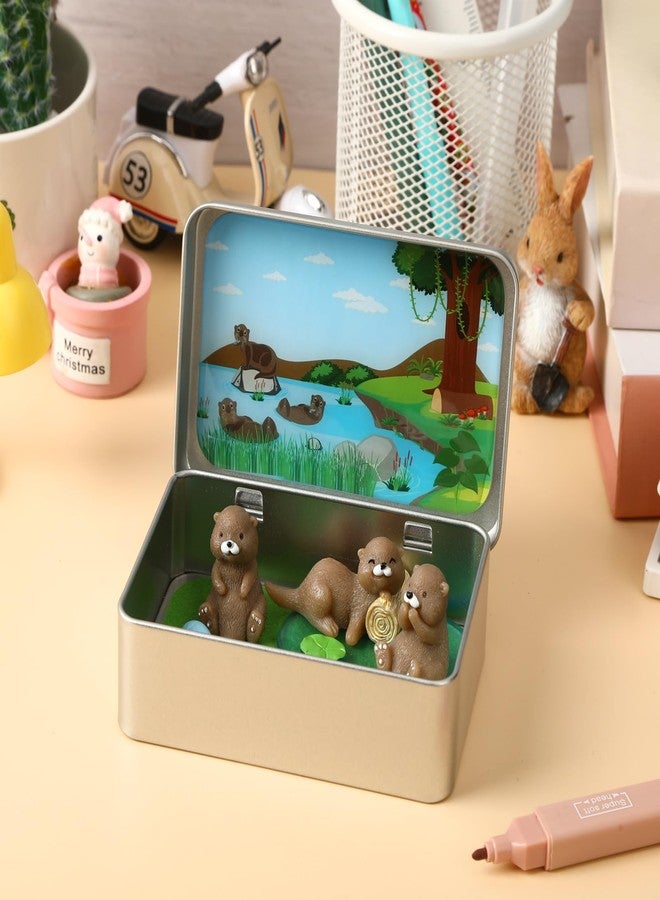 JULEASEL Little Pocket Otter, Cute Otter Friend in Tin Box, Travel Buddy, Gift for Kids, Friends, Coworkers - Image 4